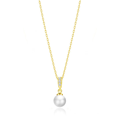 Gold Plated I Couldn't Say I Do Without You Pearl Drop Wedding Necklace Created with Zircondia® Crystals