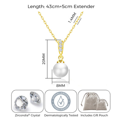 Gold Plated I Couldn't Say I Do Without You Pearl Drop Wedding Necklace Created with Zircondia® Crystals