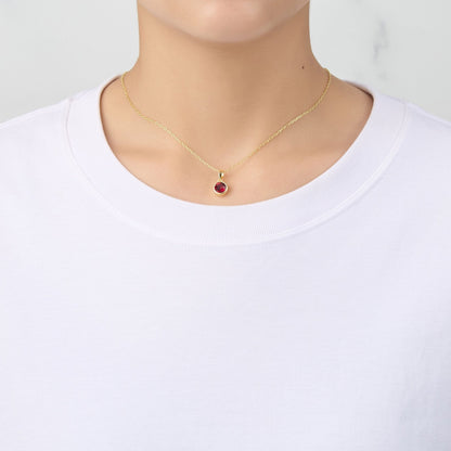 Gold Plated July (Ruby) Birthstone Necklace & Earrings Set Created with Zircondia® Crystals
