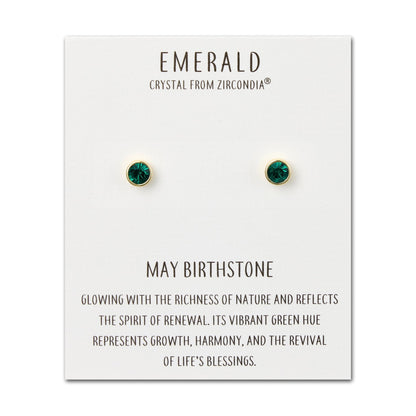 Gold Plated May (Emerald) Birthstone Earrings Created with Zircondia® Crystals