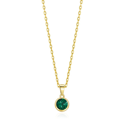 Gold Plated May (Emerald) Birthstone Necklace Created with Zircondia® Crystals