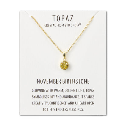 Gold Plated November (Topaz) Birthstone Necklace Created with Zircondia® Crystals