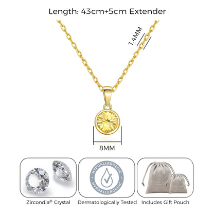 Gold Plated November (Topaz) Birthstone Necklace Created with Zircondia® Crystals