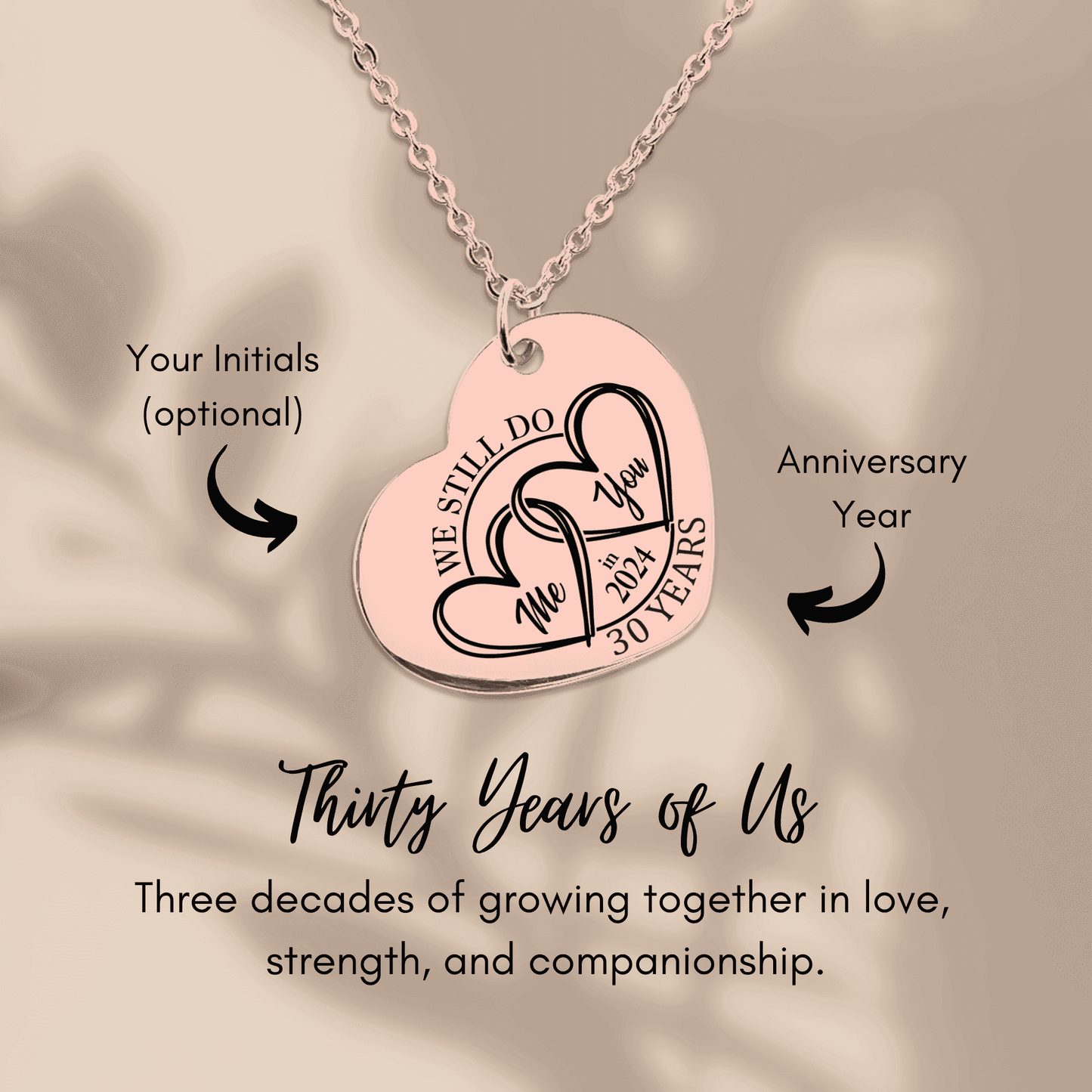 30th Years Anniversary Heart Necklace