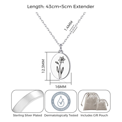 March Birth Flower Daffodil Necklace with Card