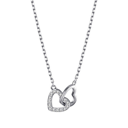 Mother and Daughter Heart Link Necklace with Quote Card Created with Zircondia® Crystals