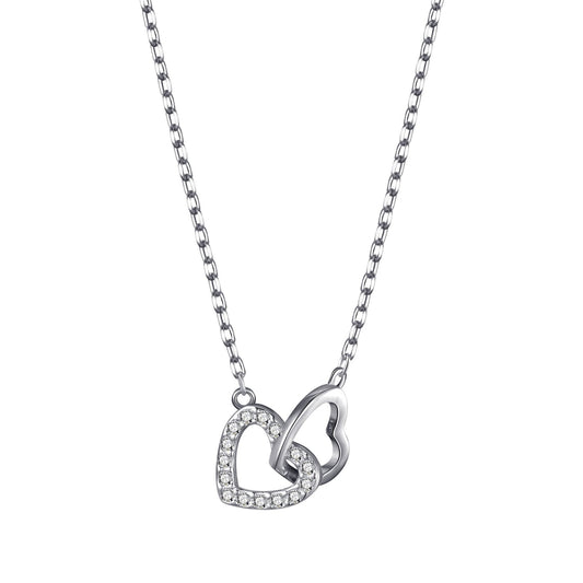 Mother and Daughter Heart Link Necklace with Quote Card Created with Zircondia® Crystals