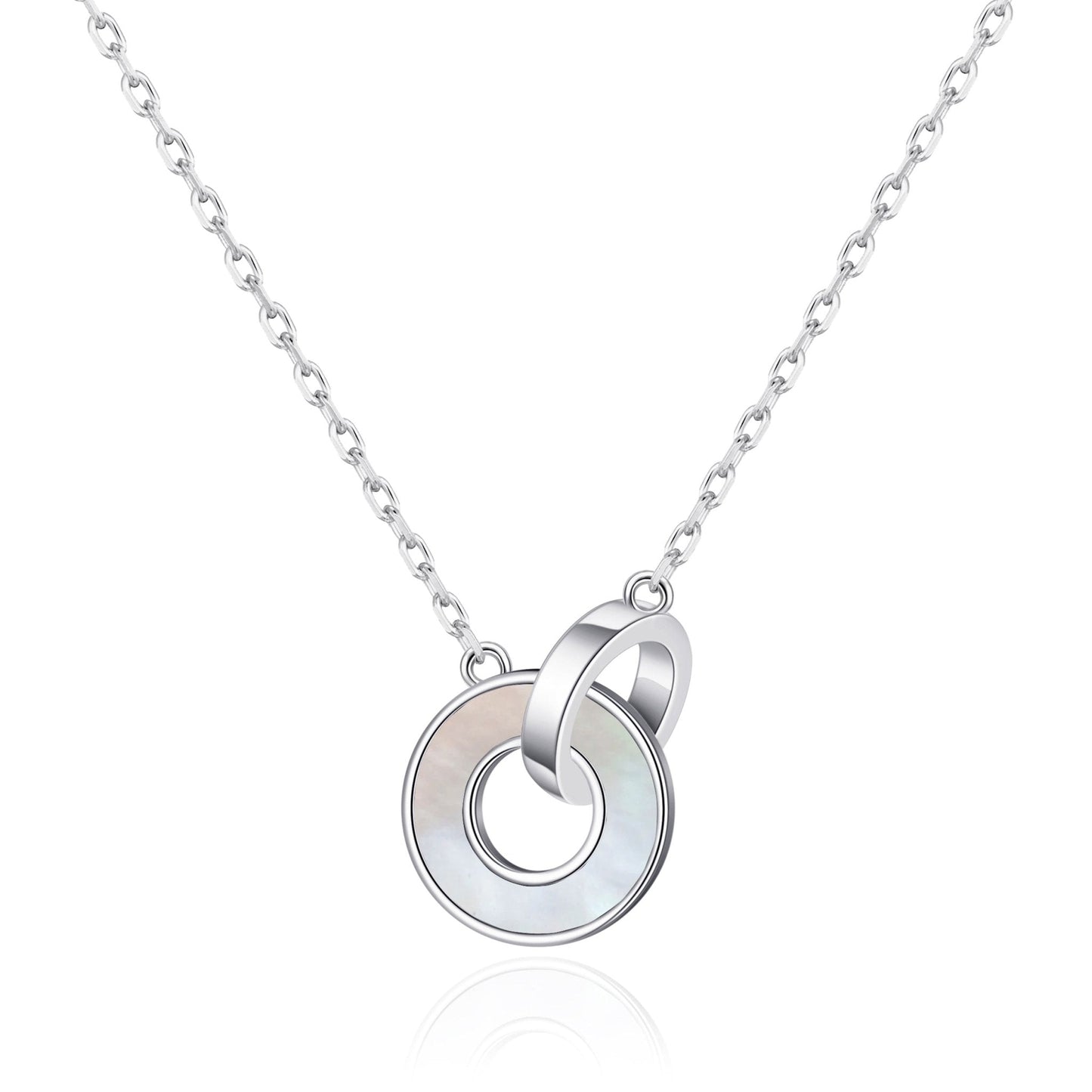 Mother of Pearl Gemstone Circle Link Necklace