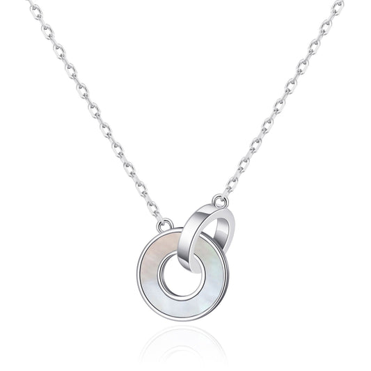 Mother of Pearl Gemstone Circle Link Necklace