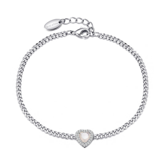 Mother Of Pearl Heart Gemstone Bracelet with Quote Card Created with Zircondia® Crystals