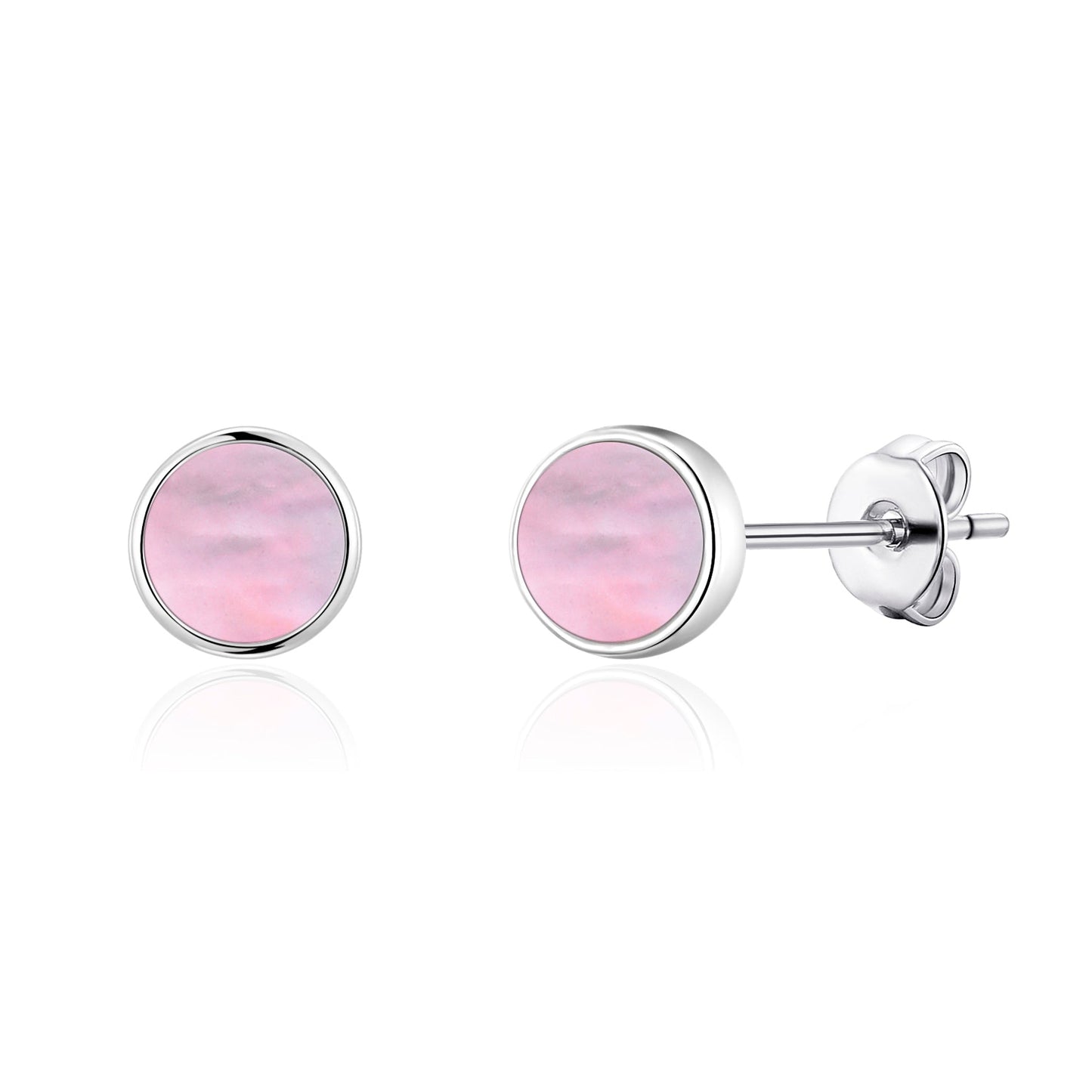 Pink Mother of Pearl Stud Earrings with Quote Card