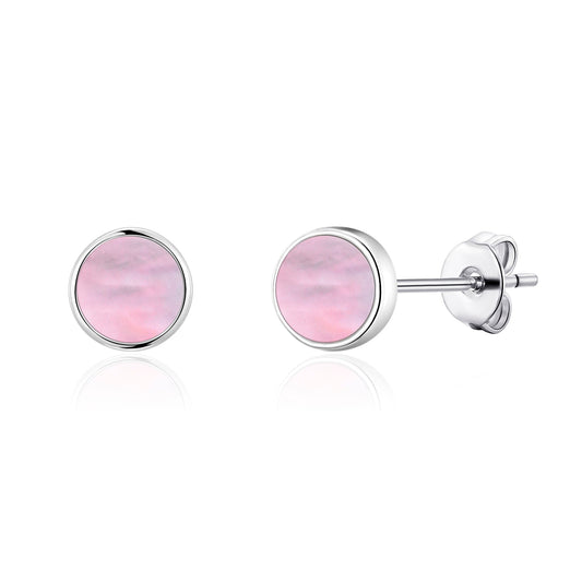 Pink Mother of Pearl Stud Earrings with Quote Card