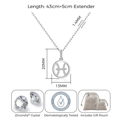 Pisces Star Sign Zodiac Necklace with Zircondia® Crystals