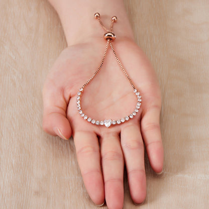 Rose Gold Plated I Couldn't Say I Do Without You Heart Solitaire Bracelet with Zircondia® Crystals