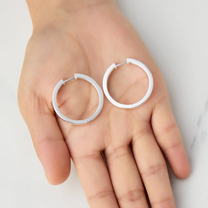 Silver Plated 30mm Plain Hoop Earrings
