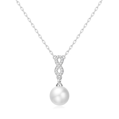 Silver Plated I Couldn't Say I Do Without You Infinity Pearl Wedding Drop Necklace with Zircondia® Crystals