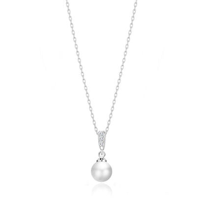 Silver Plated I Couldn't Say I Do Without You Pearl Drop Wedding Necklace Created with Zircondia® Crystals