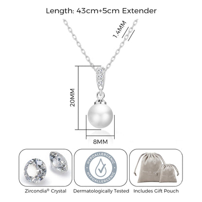 Silver Plated I Couldn't Say I Do Without You Pearl Drop Wedding Necklace Created with Zircondia® Crystals