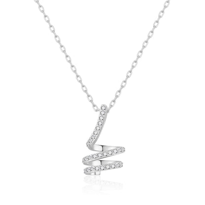 Silver Plated Spiral Twist Necklace Created with Zircondia® Crystals