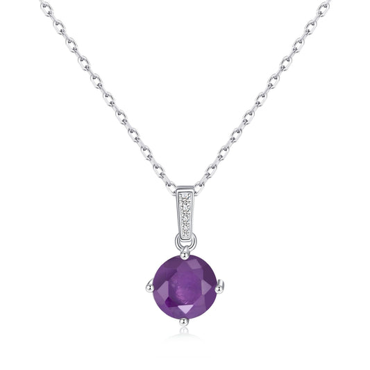Sterling Silver Amethyst Gemstone Necklace with Quote Card