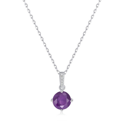 Sterling Silver Amethyst Gemstone Necklace with Quote Card