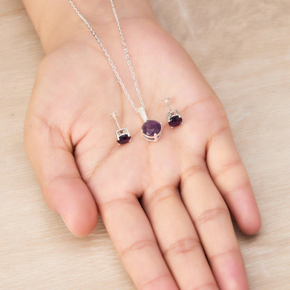 Sterling Silver Amethyst Gemstone Set with Quote Card