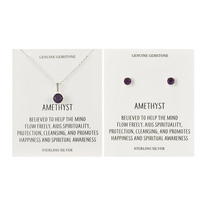 Sterling Silver Amethyst Gemstone Set with Quote Card