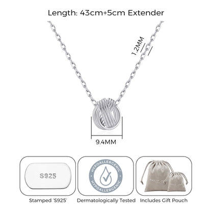 Sterling Silver Sister Quote Knot Necklace