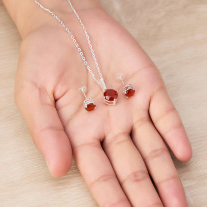 Sterling Silver Carnelian Gemstone Set with Quote Card