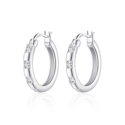 Sterling Silver Four Stone Hoop Earrings Created with Zircondia® Crystals