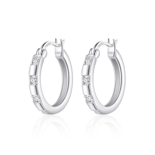Sterling Silver Four Stone Hoop Earrings Created with Zircondia® Crystals