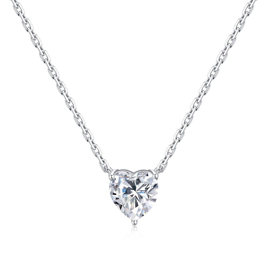 Sterling Silver I Couldn't Say I Do Without You Wedding Heart Solitaire Necklace with Zircondia® Crystals