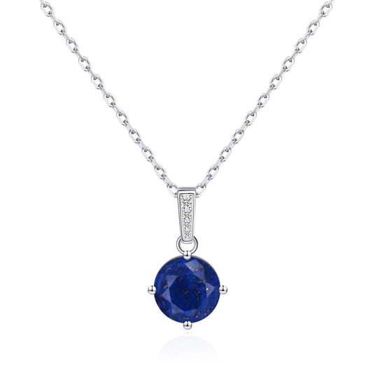 Sterling Silver Lapis Gemstone Necklace with Quote Card
