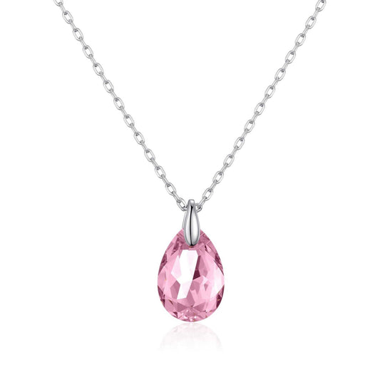 Sterling Silver Light Rose Necklace Created with Zircondia® Crystals
