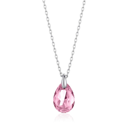 Sterling Silver Light Rose Necklace Created with Zircondia® Crystals