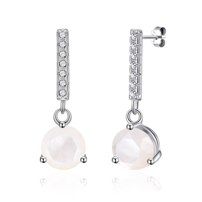Sterling Silver Mother of Pearl Gemstone Drop Earrings with Quote Card