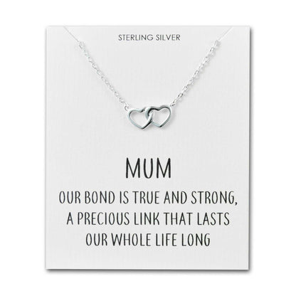 Sterling Silver Mum Quote Heart Link Necklace