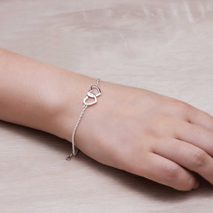 Sterling Silver Auntie Quote Heart Link Bracelet