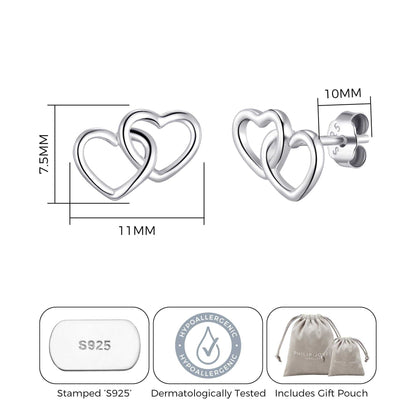 Sterling Silver Daughter Quote Heart Link Earrings