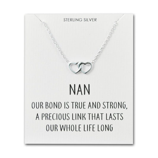 Sterling Silver Nan Quote Heart Link Necklace