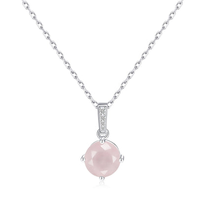 Sterling Silver Rose Quartz Gemstone Necklace with Quote Card