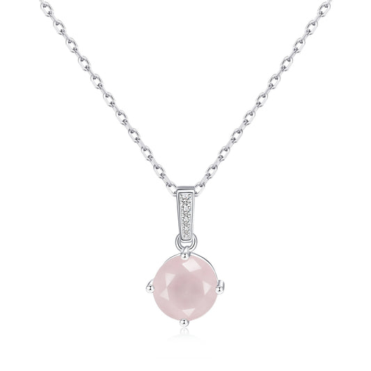 Sterling Silver Rose Quartz Gemstone Necklace with Quote Card