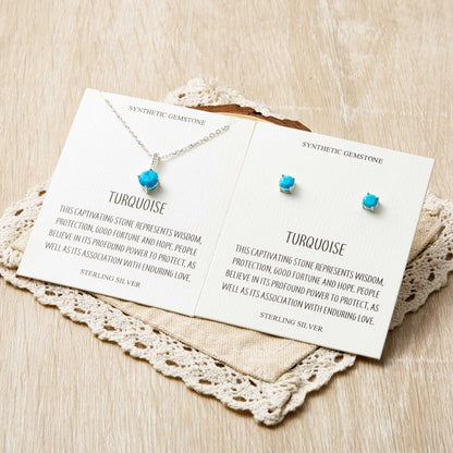 Sterling Silver Synthetic Turquoise Gemstone Set with Quote Card