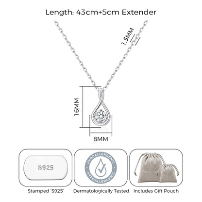 Sterling Silver Teardrop Twist Necklace Created with Zircondia® Crystals