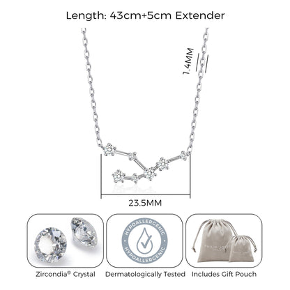 Taurus Star Sign Zodiac Constellation Necklace and Quote Card with Zircondia® Crystals